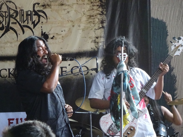 Mumbai heavy metal band Albatross' Biprorshee Das (left) and bassist Dr. Hex at Reverse Scenario