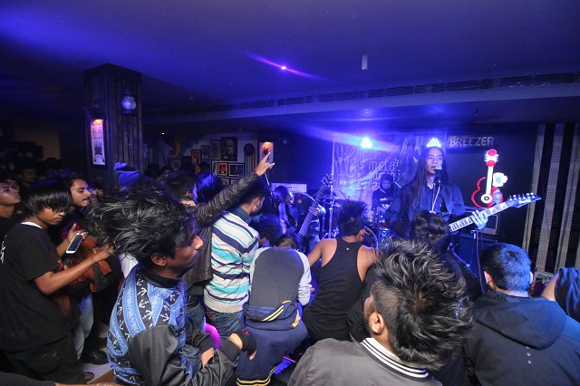 Shillong death metal band Plague Throat at the RSMA pre-gig in Guwahati. Photo: Kesisam Babusana Singh