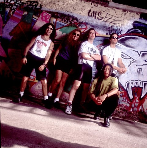 Dream Theater (with former drummer Mike Portnoy on the far left) at Vic Theater, Chicago in 1993. Photo: Paul Natkin/Getty Images