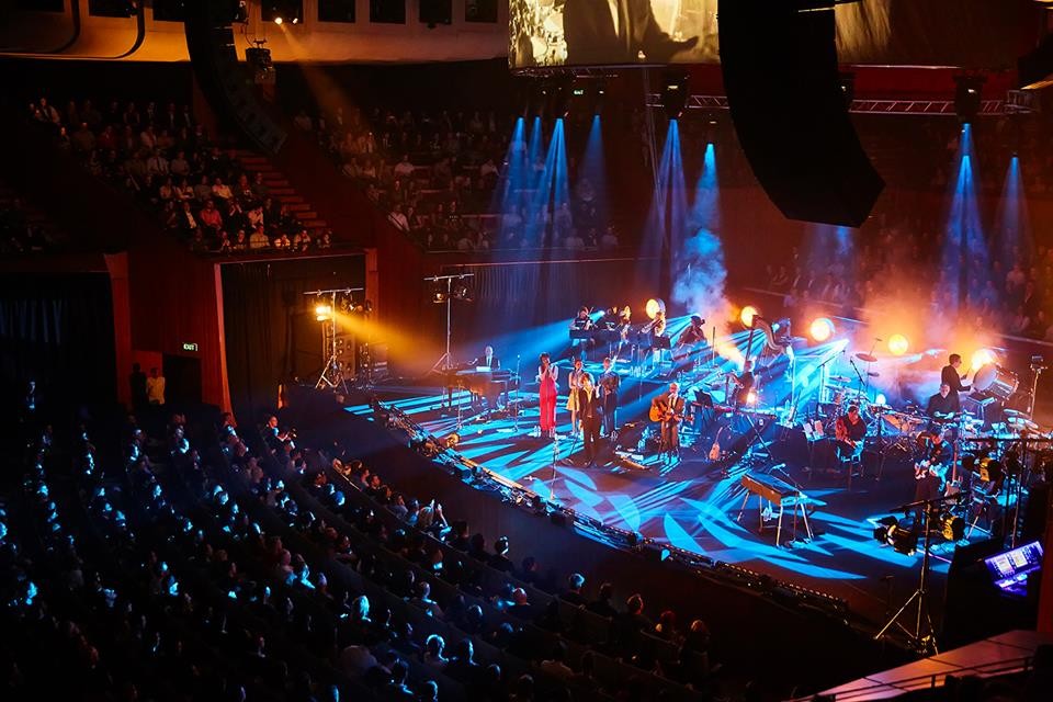 Above and Beyond with their 18-member orchestra at Sydney Opera House. Photo: Dean Hammer/Courtesy of the artist