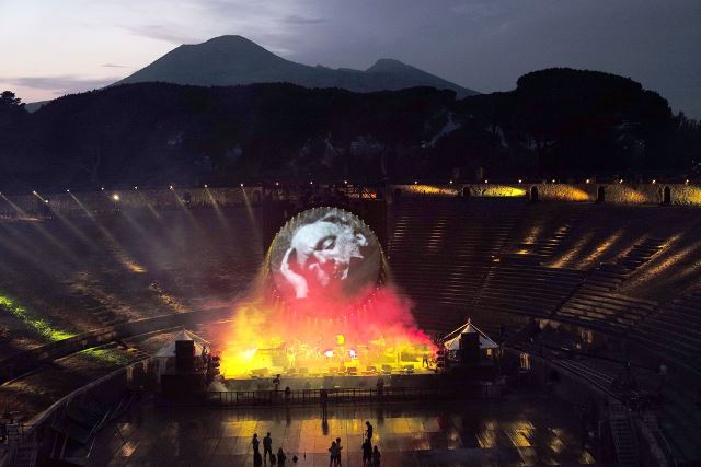 David Gilmour's Pompeii soundcheck, 2016. Gilmour discusses the experience of returning to the venue, site of Pink Floyd's legendary live film. Photo: Polly Samson