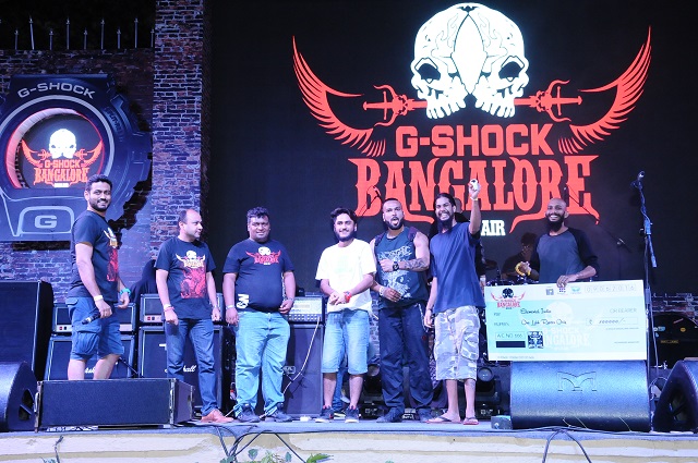 (second from left) Wacken Metal Battle organizer Salman Syed with 2016 winners, Bhopal death metal band Elemental. Photo: Courtesy of G-Shock