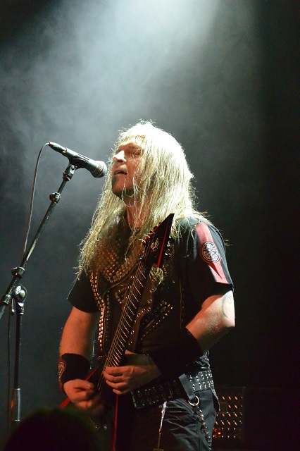 Vader guitarist-vocalist and founding member Piotr Wiwczarek live in 2014. Photo: Kobaru.pl/Courtesy of Nuclear Blast