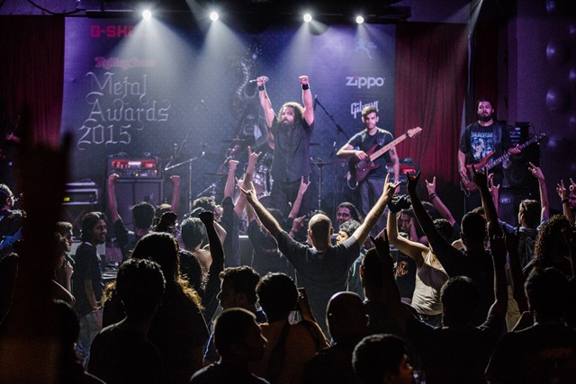 Thrash/death metallers Inner Sanctum performing at Rolling Stone Metal Awards 2015 held at Blue Frog. Photo: Himanshu Rohilla