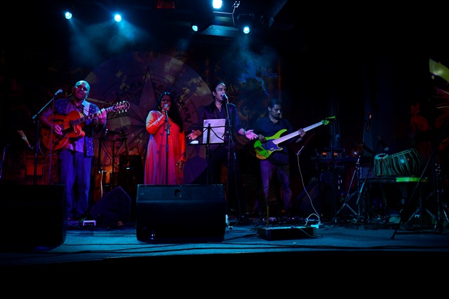 Sanjay Divecha & Secret performing at the 'Secret' album launch at Blue Frog, Mumbai. Photo: Viral Bhayani