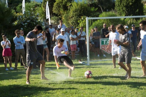 The producers joined superstar players from the La Liga football association for an impromptu game.