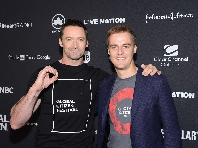 Actor Hugh Jackman and co-Founder and CEO of Global Citizen Hugh Evans (right) attend the 2016 Global Citizen Festival In New York in September this year. Photo: Noam Galai/Getty Images for Global Citizen