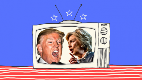 Welcome to 'Survivor: Trump v. Clinton.' How Election 2016 officially turned politics into reality TV ”“ and how we got here in the first place. Illustration: Mark Peterson/Redux (2)