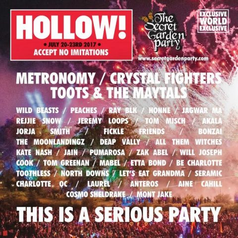 The lineup for Secret Garden Party 2017 features U.K. folk/electronica band Crystal Fighters, electronica group Metronomy and more