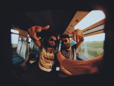 Fuzzy Logic and Aman Mahajan on the train to Marseilles to begin filming "Mrs. You." Photo: Courtesy of the artist.