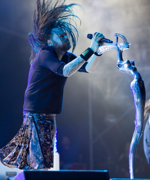 KoRn frontman Jonathan Davis live at Rock on the Range 2017. Photo Jason Squires