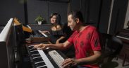 Gaurav Raina and Tarana Marwah in the studio, working on 'Bombay Begums' soundtrack