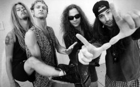 Alice in Chain rock band members Layne Staley and Mike Starr with Jerry Cantrell and Sean Kinney