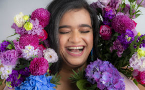 Nidhi Chacko with flowers