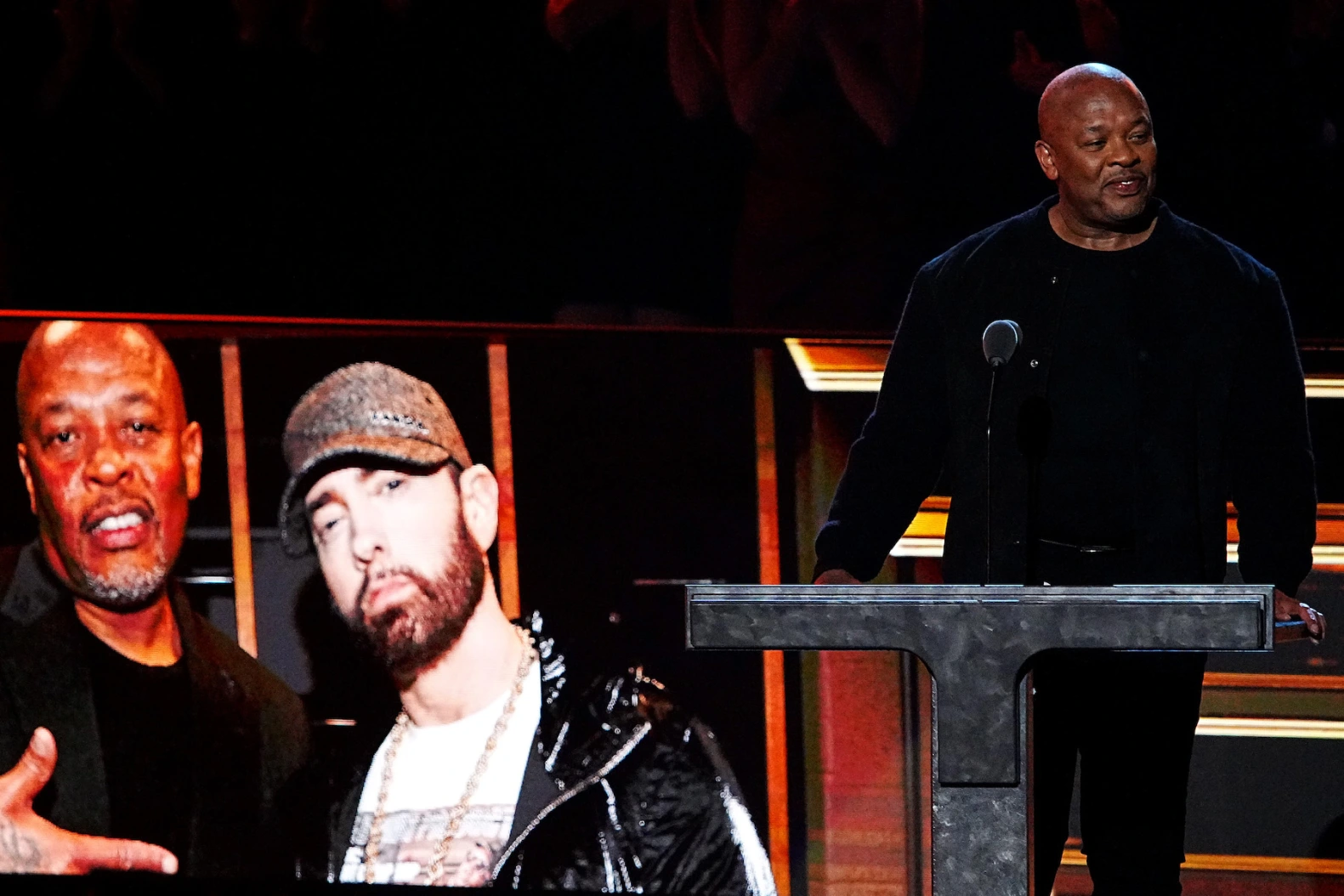 Dr. Dre Inducts Eminem Into Rock and Roll Hall of Fame: ‘His Gifts Were Undeniable’