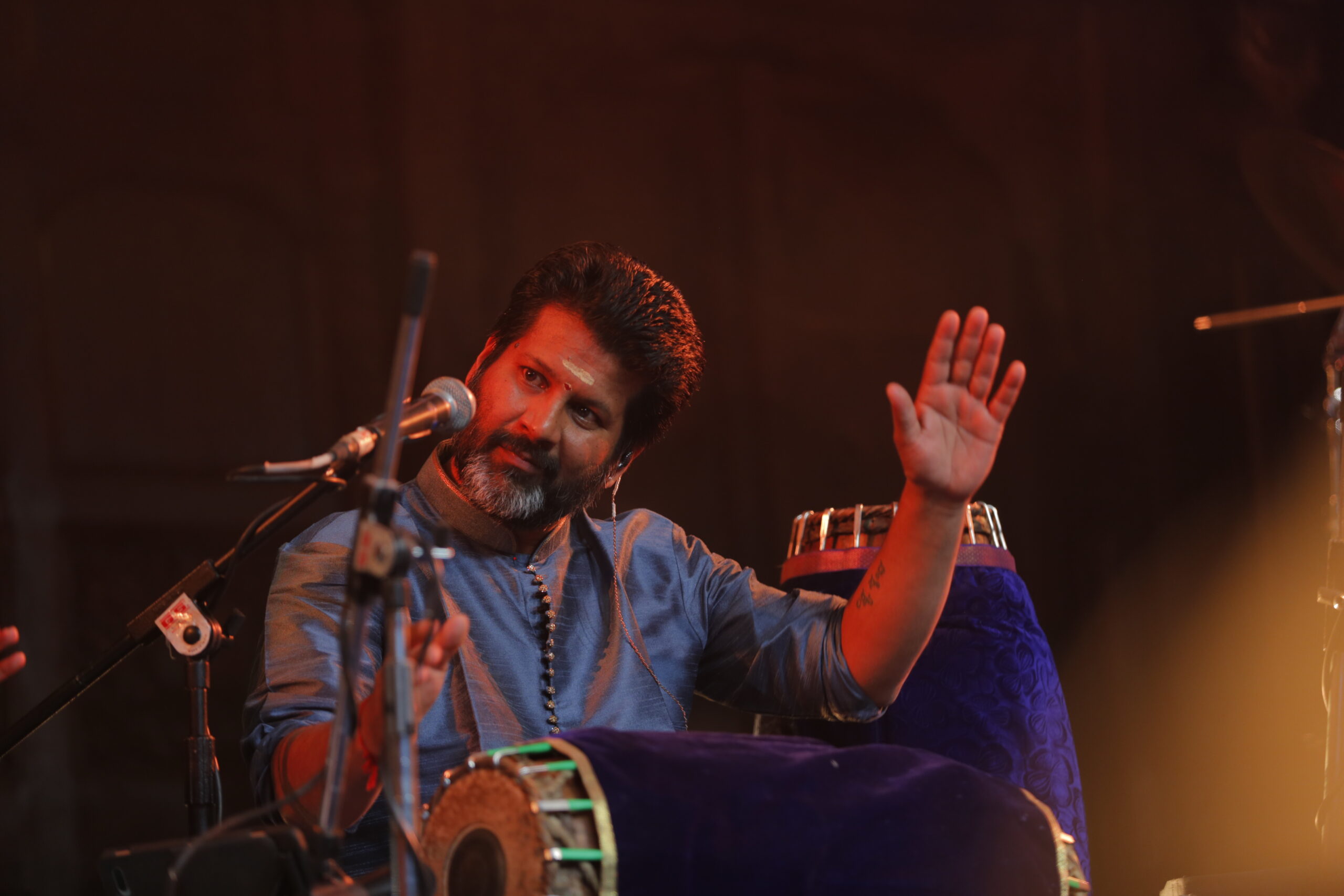 Konnakol artist and percussionist B.C. Manjunath during the Rhythms of India performance at Jaipur Music Stage in 2023