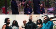 A collage featuring band members of New Delhi acts Peter Cat Recording Co and Bloodywood