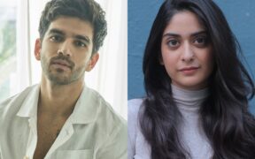 A collage featuring actor Danesh Razvi in a white shirt and Tanya Maniktala wearing a turtleneck top