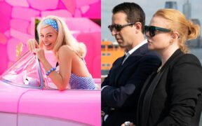 Margot Robbie in 'Barbie'; Jeremy Strong and Sarah Snook in 'Succession'