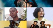 A collage featuring indie artists Brodha V, Taba Chake, F16s, Arivu and Hanumankind