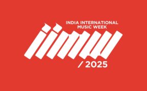 Logo in red and white of India International Music Week