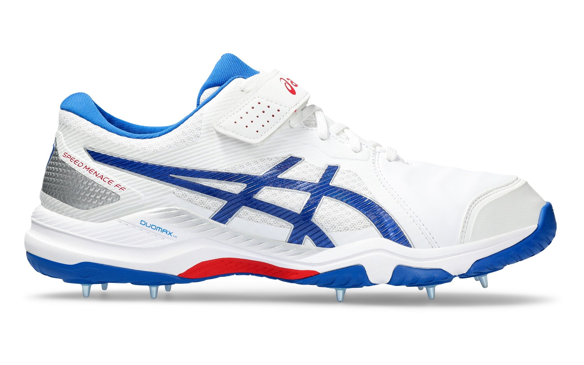 Speed Menace white, blue and red color cricket shoe