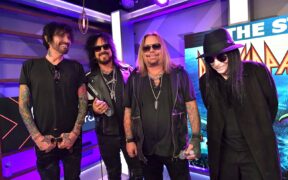 Tommy Lee, Nikki Sixx, Vince Neil, and Mick Mars of Mötley Crüe in happier times in 2019