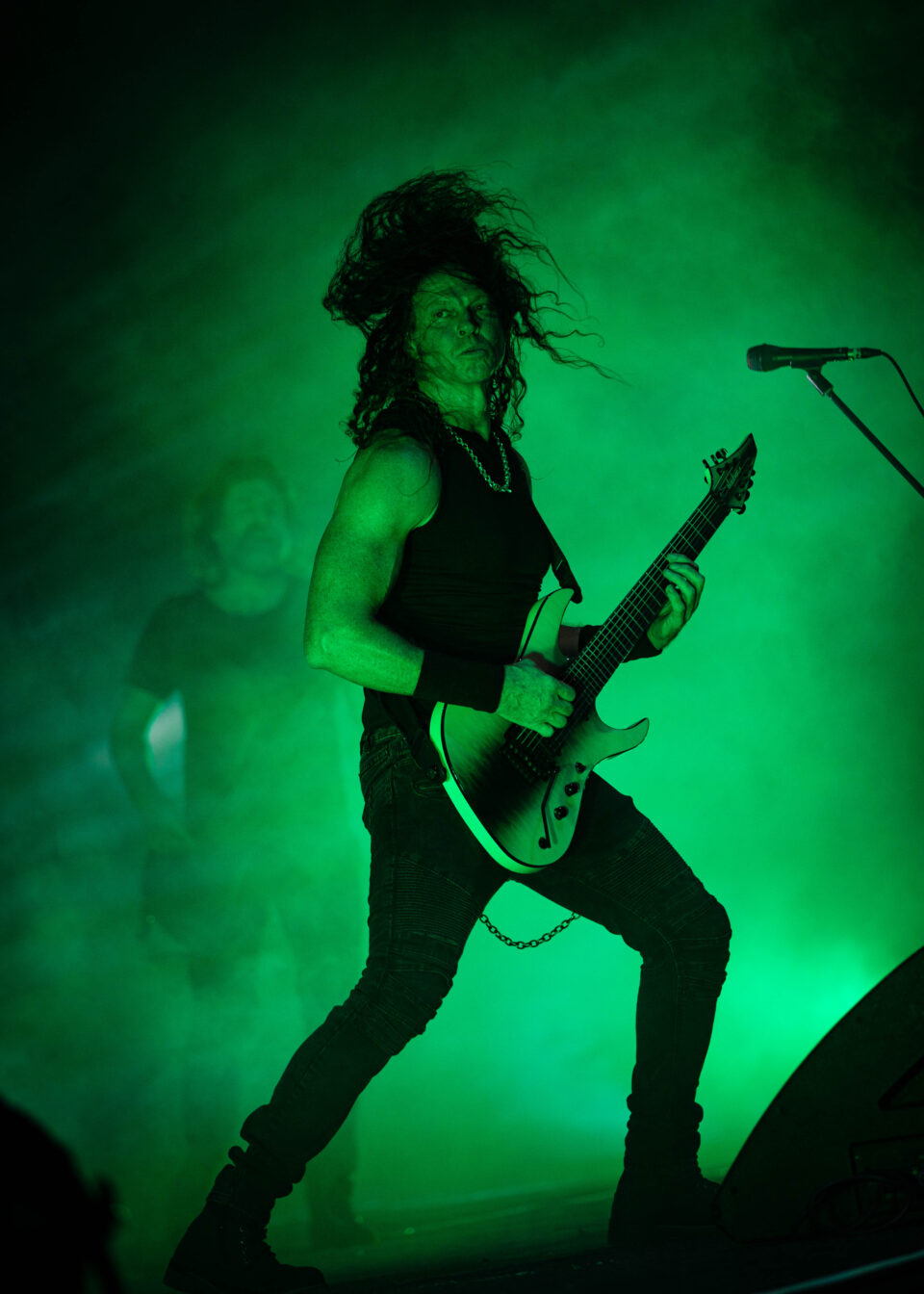 Guitarist Chris Broderick on stage with In Flames