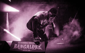 In Flames vocalist Anders Friden on stage at Bangalore Open Air 2024.