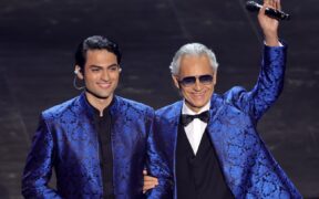 Matteo Bocelli and Andrea Bocelli onstage during the 96th Annual Academy Awards