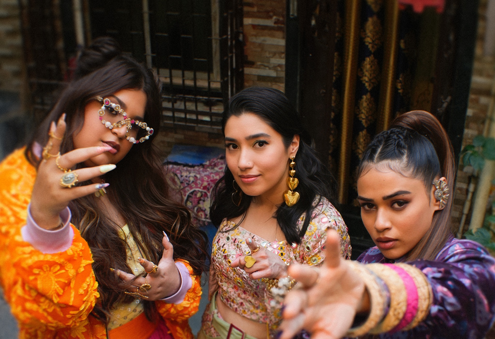 (From left to right) Natania, Subhi and Shalmali team up for DESI TRILL's "Mumbai Magic"