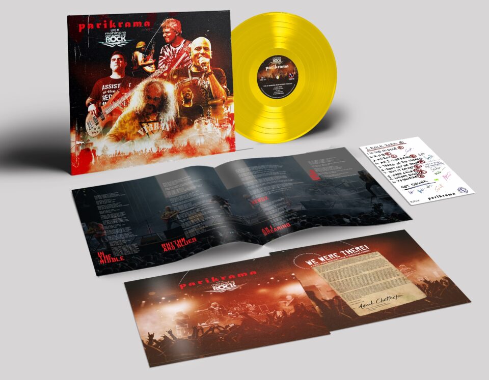 'Parikrama - Live at Mahindra Independence Rock 2022' LP by Free School Street Records includes a gold vinyl, signed setlist, photos and more.