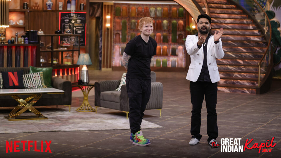 Ed Sheeran and Kapil Sharma in 'The Great Indian Kapil Show.' Photo: Courtesy of Netflix © 2024