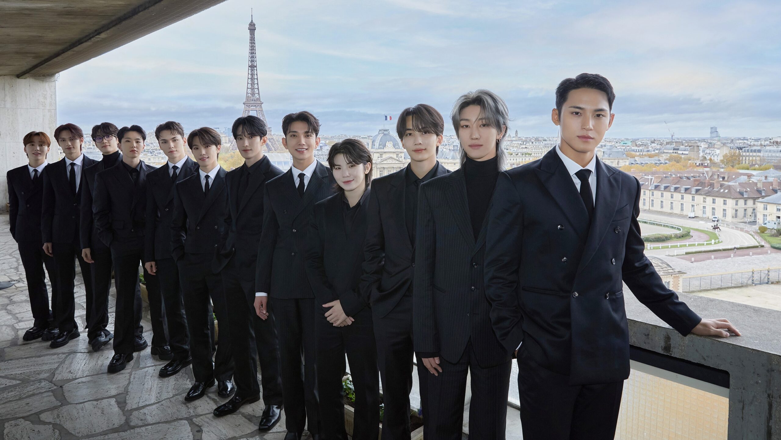 Seventeen during their appearance at the 13th UNESCO Youth Forum in Paris in November 2023