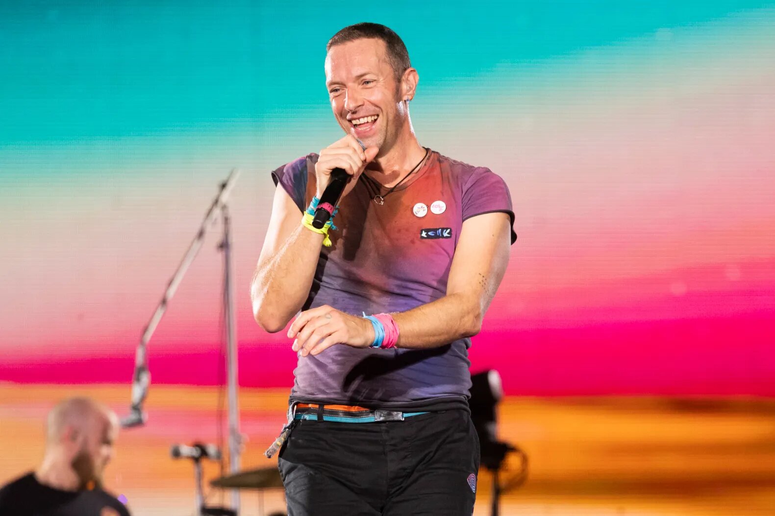 Chris Martin of Coldplay performs at Optus Stadium