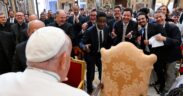 Pope Francis meets with comedians including Chris Rock, Jimmy Fallon and Stephen Colbert at the Apostolic Palace