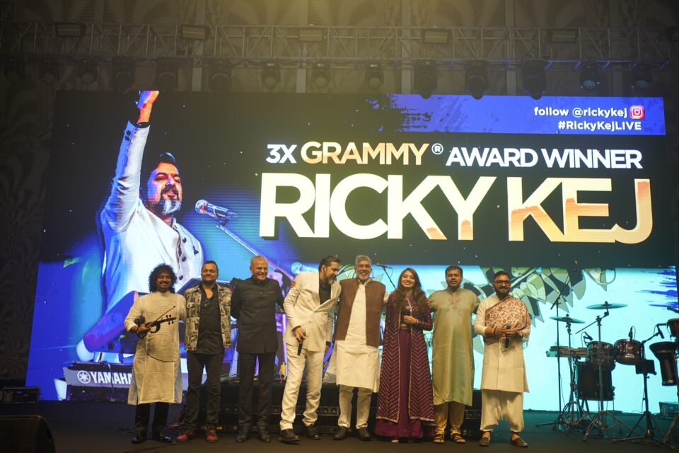 Ricky Kej and his band with Nobel Peace Prize laureate Kailash Satyarthi.