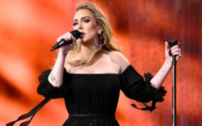 Adele performs on stage as American Express present BST Hyde Park in Hyde Park in London, England