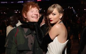 Ed Sheeran and Taylor Swift attend during the 66th GRAMMY Awards at Crypto.com Arena in Los Angeles, California