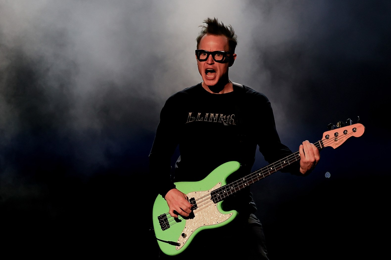 Mark Hoppus of Blink-182 performs live during Lollapalooza Brazil on March 22, 2024.