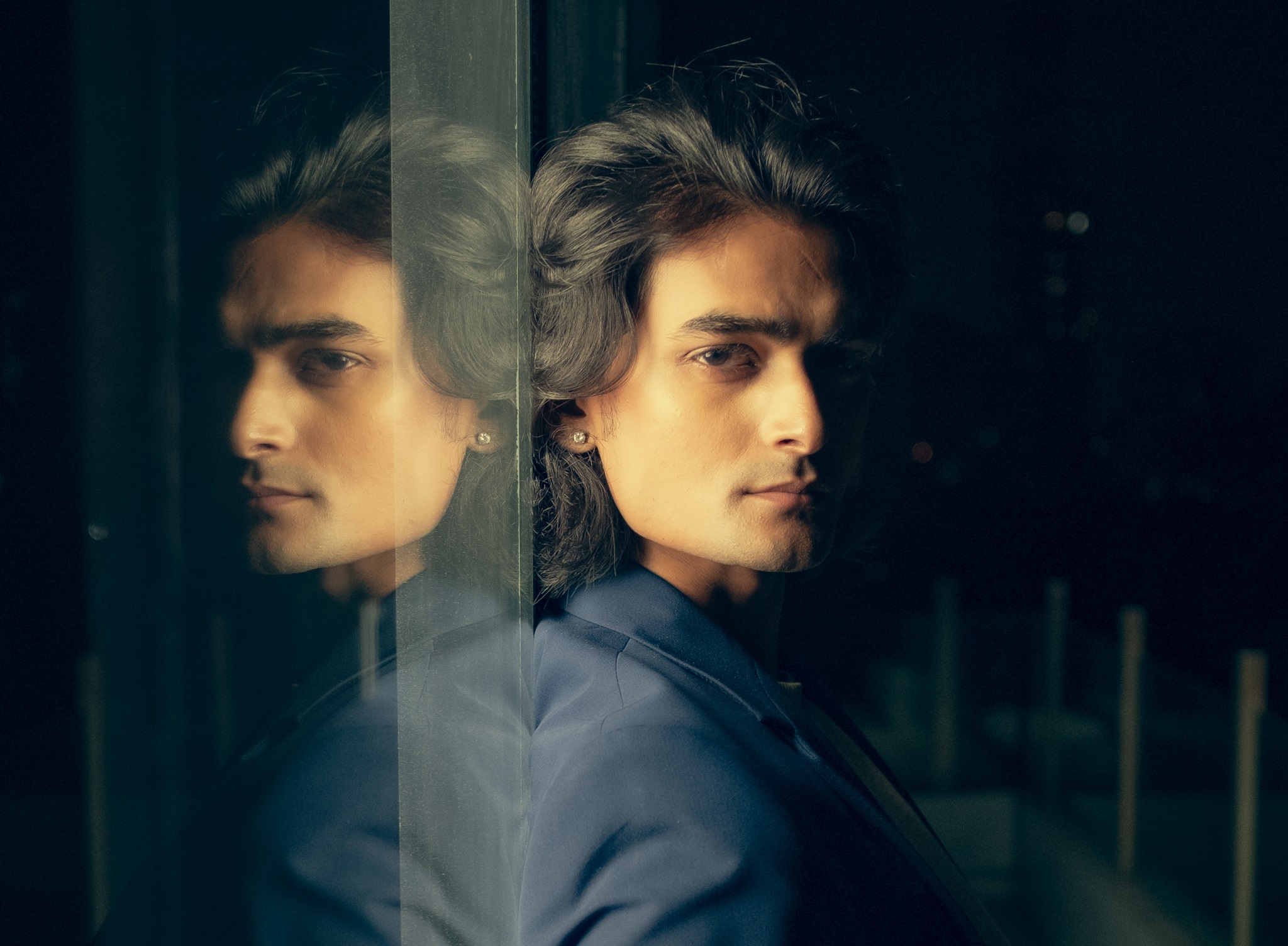 Singer-producer Yatharth with a mirror image