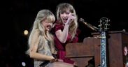 Taylor Swift performs with Sabrina Carpenter at Accor Stadium in Sydney, Australia