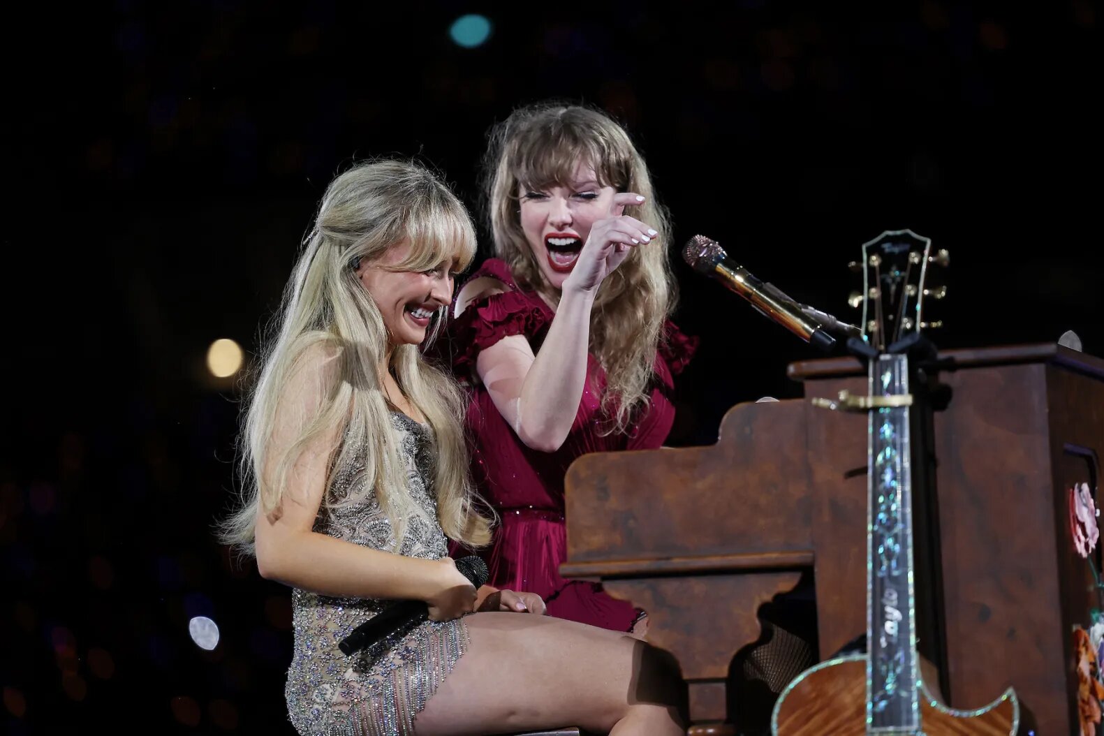 Taylor Swift performs with Sabrina Carpenter at Accor Stadium in Sydney, Australia