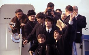 The Beatles land at JFK airport