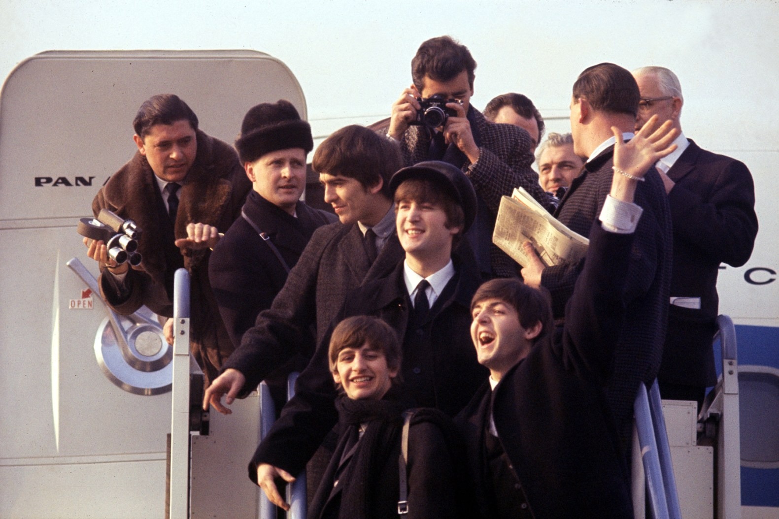 The Beatles land at JFK airport