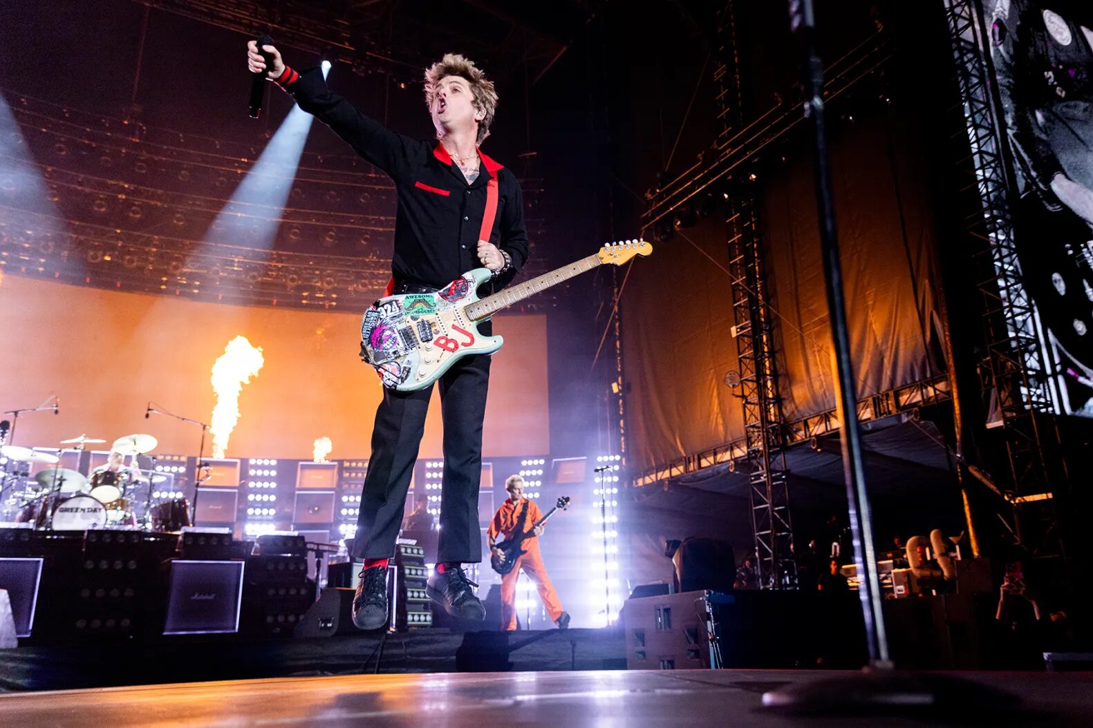 Billie Joe Armstrong of Green Day performs during their Saviors Tour at Oracle Park in San Francisco on Friday