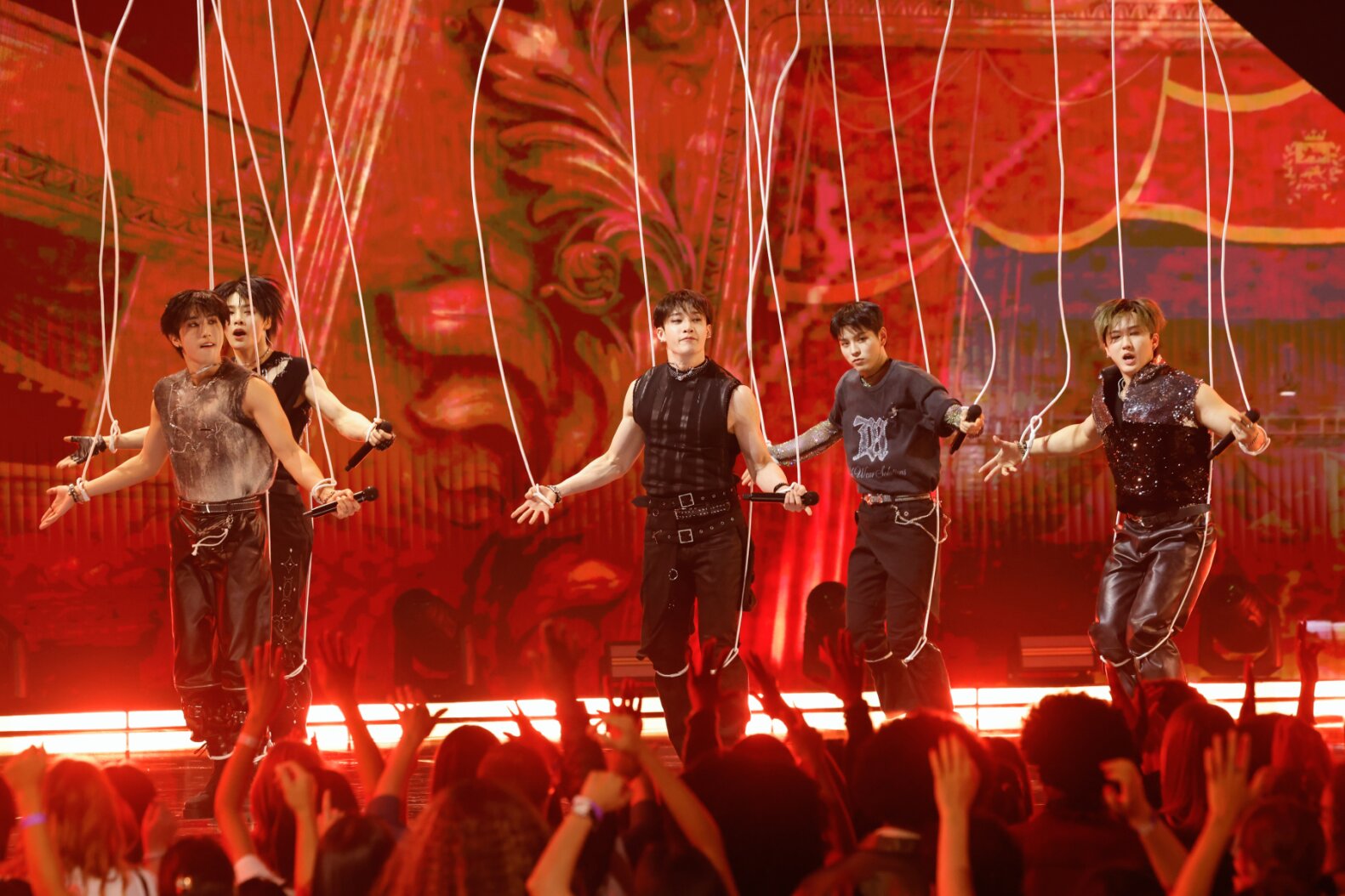 Stray Kids perform at the AMERICAN MUSIC AWARDS 50TH ANNIVERSARY SPECIAL in Los Angeles, California