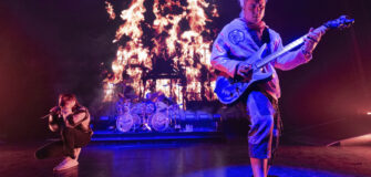 Avenged Sevenfold band members M.Shadows and Synyster Gates performing on stage