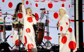 Hayley Williams and Cyndi Lauper perform at Bridgestone Arena in Nashville, Tennesse