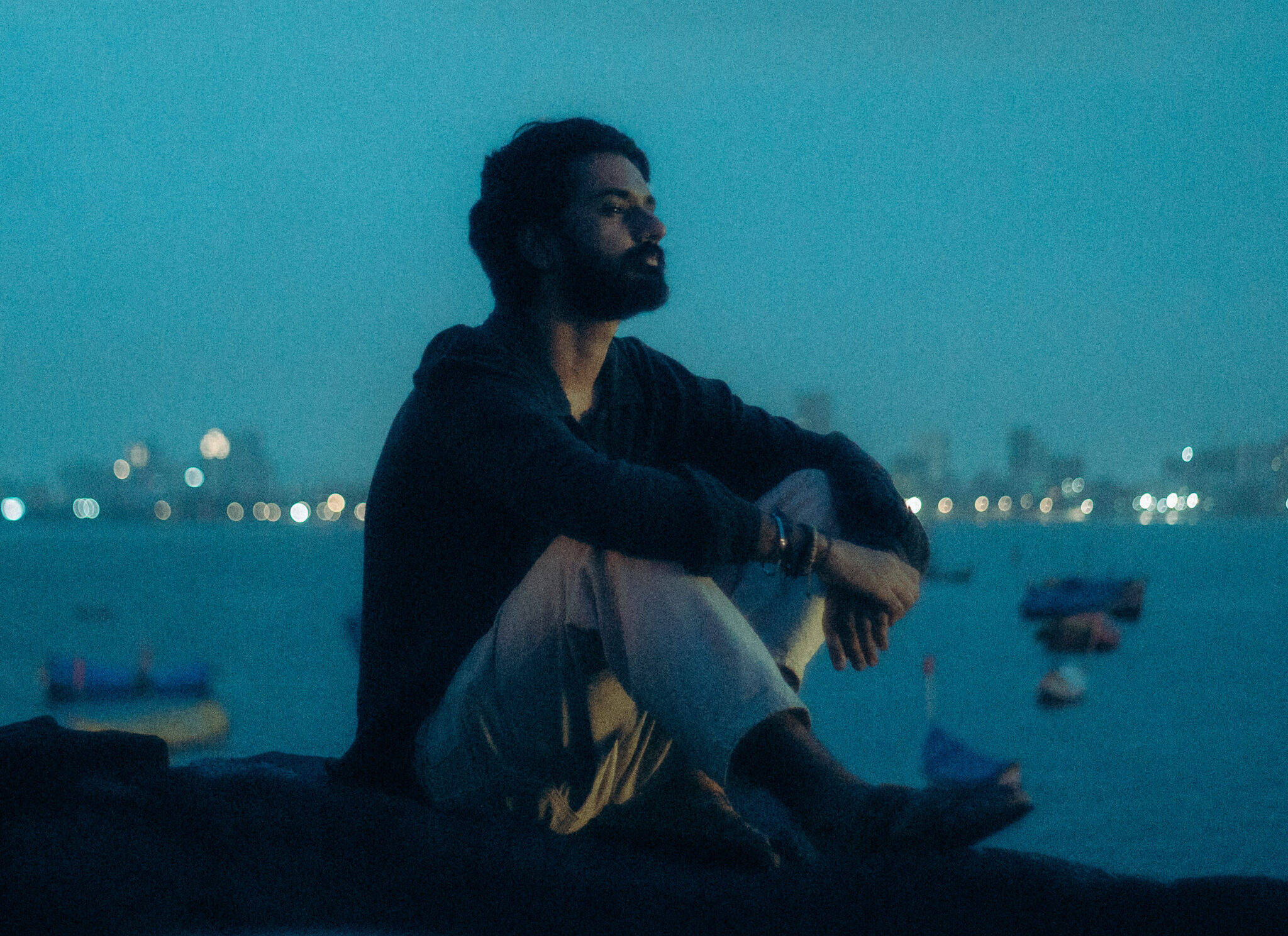 Ramil Ganjoo seated near the sea